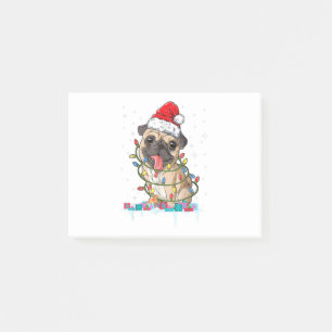 Mops-Weihnachtsbaum-Lichter Weihnachtsmann-Hund-We Post-it Klebezettel