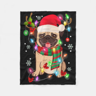 Mops Weihnachtsbaum Lichter Weihnachtsmann Hund Xm Fleecedecke