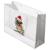 Mops Weihnachtsbaum Lichter Weihnachtsweih Weihnac Große Geschenktüte (Vorderseite Schrägansicht)