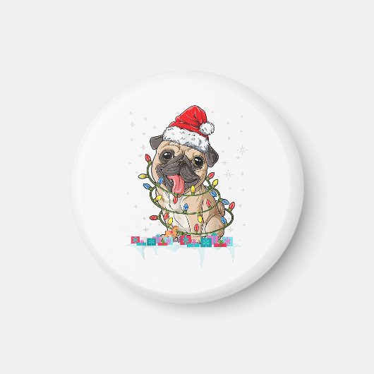 Mops Weihnachtsbaum Lichter Weihnachtsweih Weihnac Magnet (Vorne)