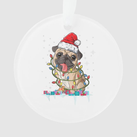 Mops Weihnachtsbaum Lichter Weihnachtsweih Weihnac Ornament (Vorderseite)