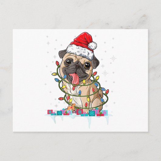 Mops Weihnachtsbaum Lichter Weihnachtsweih Weihnac Postkarte (Vorderseite)