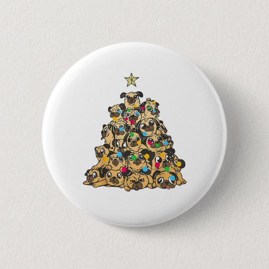 Mops Weihnachtsbaum Merry Dogmas Niedlich Button (Vorderseite)