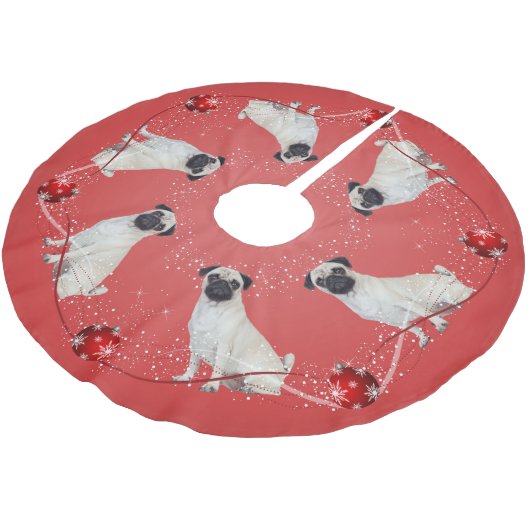 Mops-Weihnachtsbaum-Rock Polyester Weihnachtsbaumdecke (Schrägansicht)