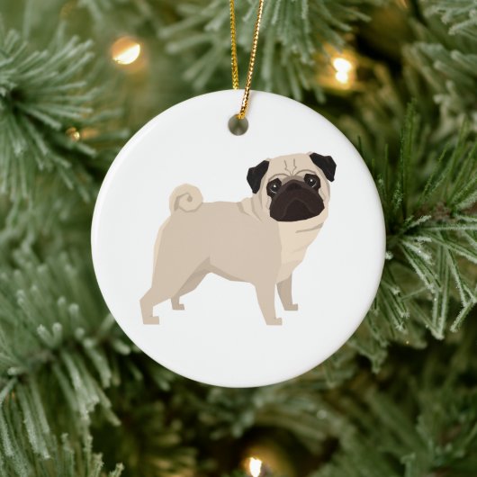 Mops-Weihnachtsbaumschmuck Keramik Ornament (Baum)