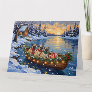 Mops-Weihnachtsboot-Feiertag Karte