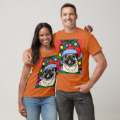 Mops Weihnachtsfeiertag Mops mit Weihnachtshut und T-Shirt (Unisex)
