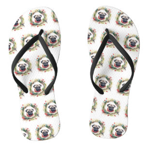 Mops Weihnachtsfest Badesandalen