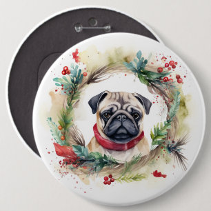 Mops Weihnachtsfest Button