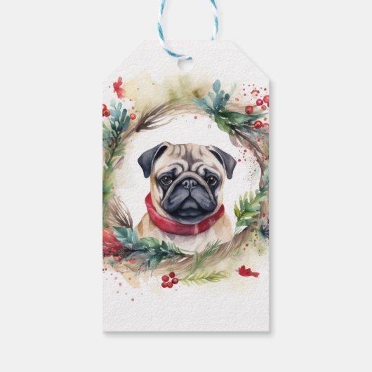 Mops Weihnachtsfest Geschenkanhänger (Rückseite)