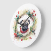 Mops Weihnachtsfest Große Wanduhr (Winkel)