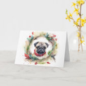 Mops Weihnachtsfest Karte (Gelbe Blume)
