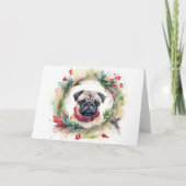 Mops Weihnachtsfest Karte (Vorderseite)