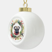 Mops Weihnachtsfest Keramik Kugel-Ornament (Rechts)