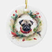Mops Weihnachtsfest Keramik Ornament (Vorne)