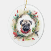 Mops Weihnachtsfest Keramik Ornament (Links)