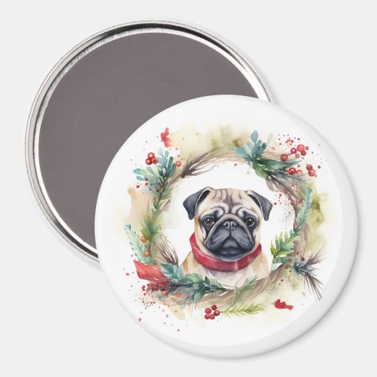 Mops Weihnachtsfest Magnet (Vorderseite/Rückseite)