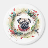 Mops Weihnachtsfest Magnet (Vorne)