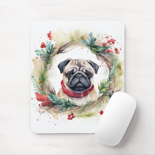 Mops Weihnachtsfest Mousepad (Mit Mouse)