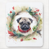 Mops Weihnachtsfest Mousepad (Vorne)