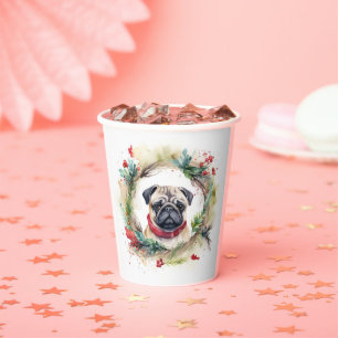 Mops Weihnachtsfest Pappbecher