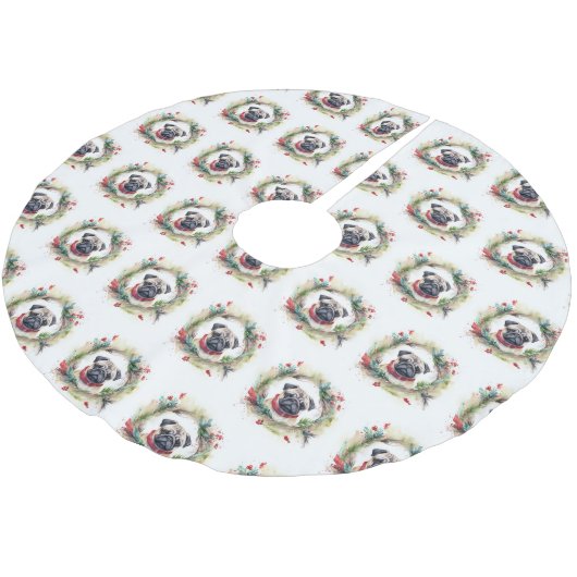 Mops Weihnachtsfest Polyester Weihnachtsbaumdecke (Schrägansicht)