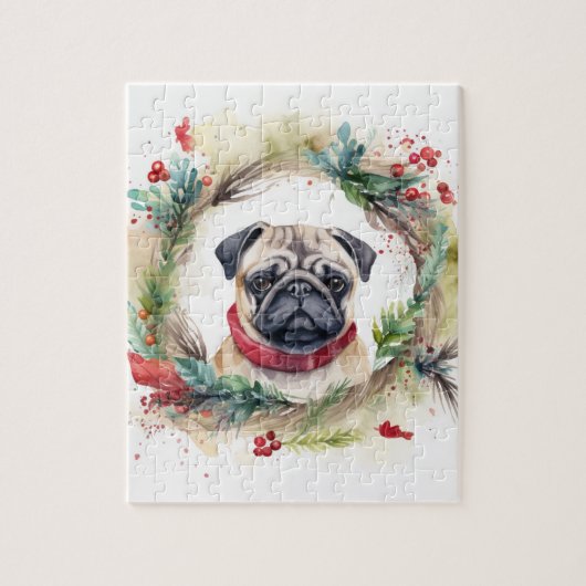 Mops Weihnachtsfest Puzzle (Vertikal)