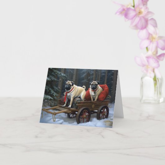 Mops Weihnachtsfest Saison Karte (Orchidee)