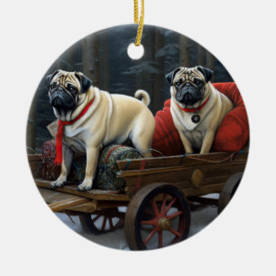 Mops Weihnachtsfest Saison Keramik Ornament