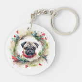 Mops Weihnachtsfest Schlüsselanhänger (Rückseite)