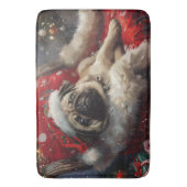 Mops Weihnachtsfestlich Badematte (Vorderseite Vertikal)