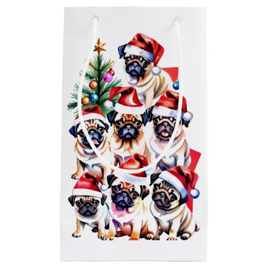 Mops Weihnachtsgeschenk Kleine Geschenktüte (Vorderseite)