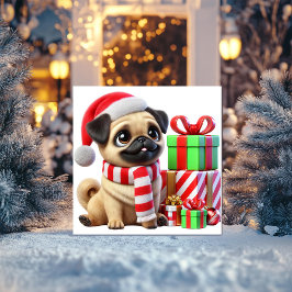Mops Weihnachtsgeschenke Feiertagskarte