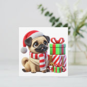 Mops Weihnachtsgeschenke Feiertagskarte (Stehend Vorderseite)