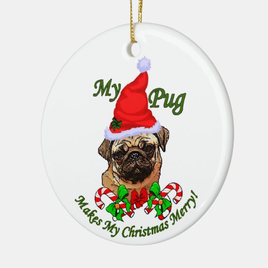 Mops Weihnachtsgeschenke Ornament (Links)