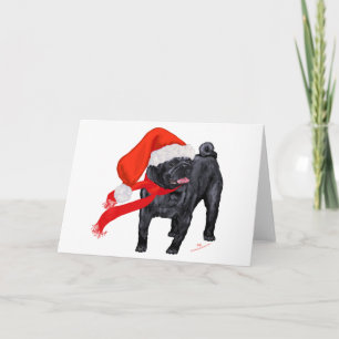 Mops Weihnachtshelfer Feiertagskarte