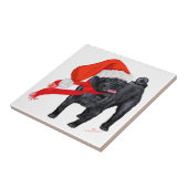 Mops Weihnachtshelfer Fliese (Seite)