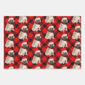 Mops Weihnachtshund auf Rot und Schwarz Kariert Wr Geschenkpapier Set (Vorderseite 3)