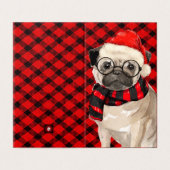 Mops Weihnachtshund Rot und Schwarz Kariert (Außenseite Aufgefaltet)