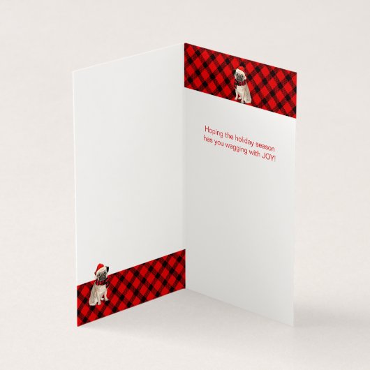 Mops Weihnachtshund Rot und Schwarz Kariert (Innenseite)