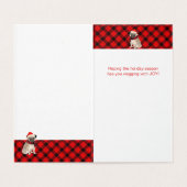 Mops Weihnachtshund Rot und Schwarz Kariert (Innenseite Aufgefaltet)