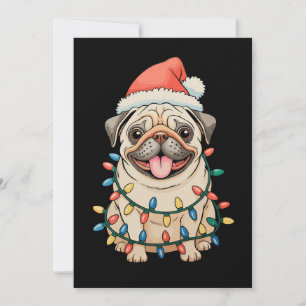 Mops Weihnachtshund Sant Hat Xmas Lights Pugmas Feiertagskarte