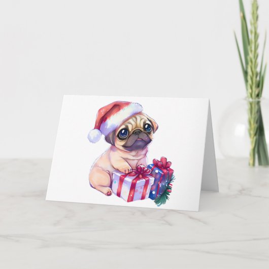 Mops Weihnachtskarte Dankeskarte (Vorderseite)