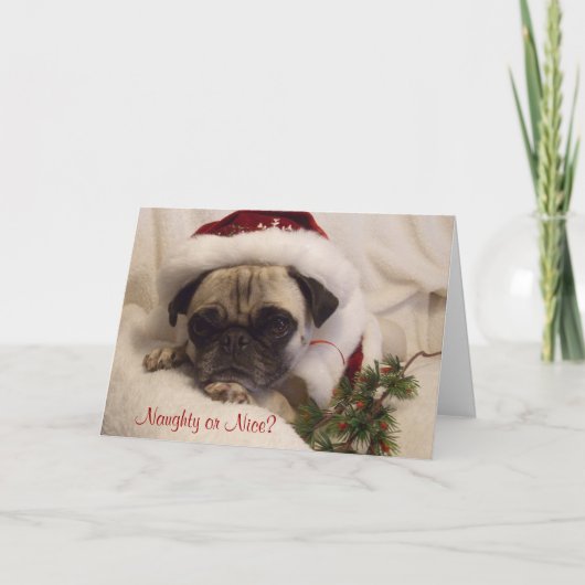 Mops-Weihnachtskarte Feiertagskarte (Vorderseite)