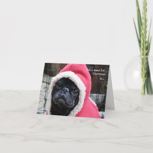 Mops Weihnachtskarte Feiertagskarte (Vorderseite)
