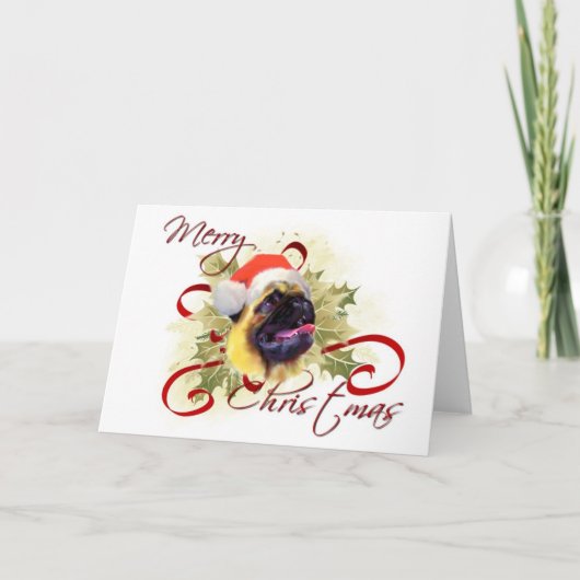Mops Weihnachtskarte Feiertagskarte (Vorderseite)