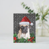 Mops Weihnachtskarte Feiertagspostkarte (Stehend Vorderseite)