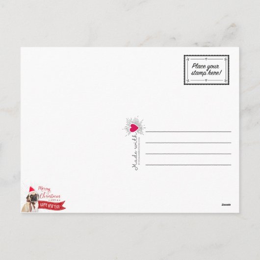 Mops Weihnachtskarte Feiertagspostkarte (Rückseite)