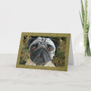 Mops-Weihnachtskarte - untersuchen Sie ihre Augen… Feiertagskarte