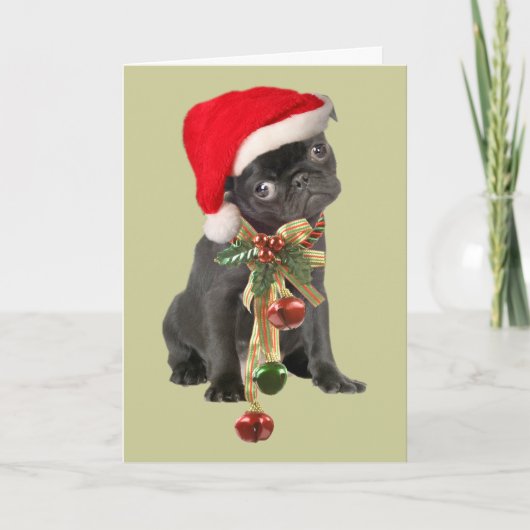 Mops Weihnachtskarten Feiertagskarte (Vorderseite)